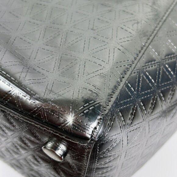 Michael Kors Voyageur Specchio Medium Top Zip Tote Bag Gunmetal Silver Metallic - Picture 16 of 16